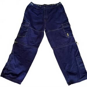 Bugle Boy Vintage Y2K Cargo Pants Navy Blue Multi-Pocket Mens 42x32 Baggy Skater